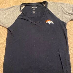 Antigua Women's denver broncos Navy and Gray Short Sleeve Tee